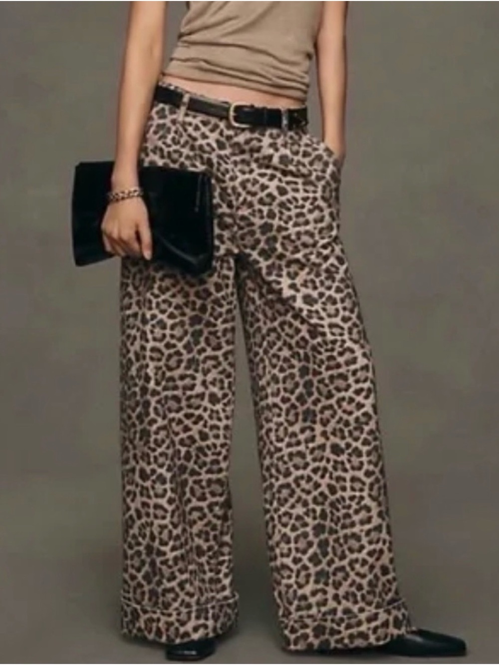 Anthropologie Pilcro 100% Cotton Leopard Print Wide Jeans